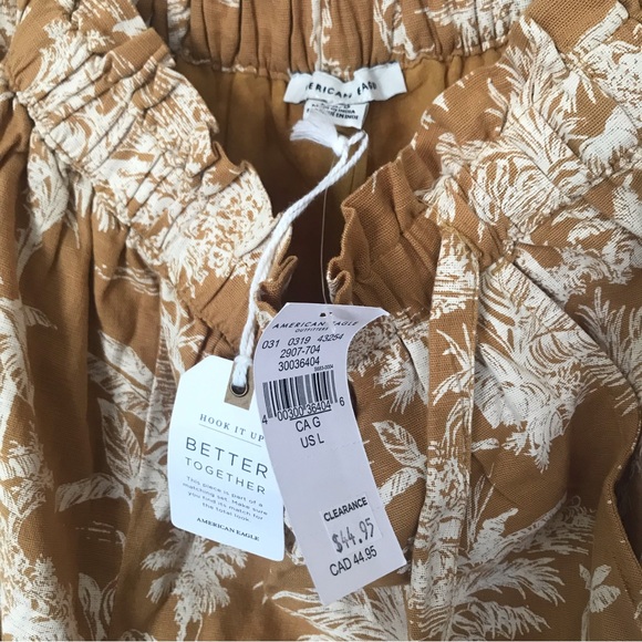 American Eagle Size L Linen-blend Crop Pants - Picture 3 of 13